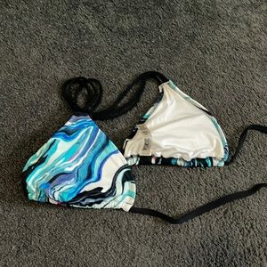 PINK multi color bathing suit top. Size large.